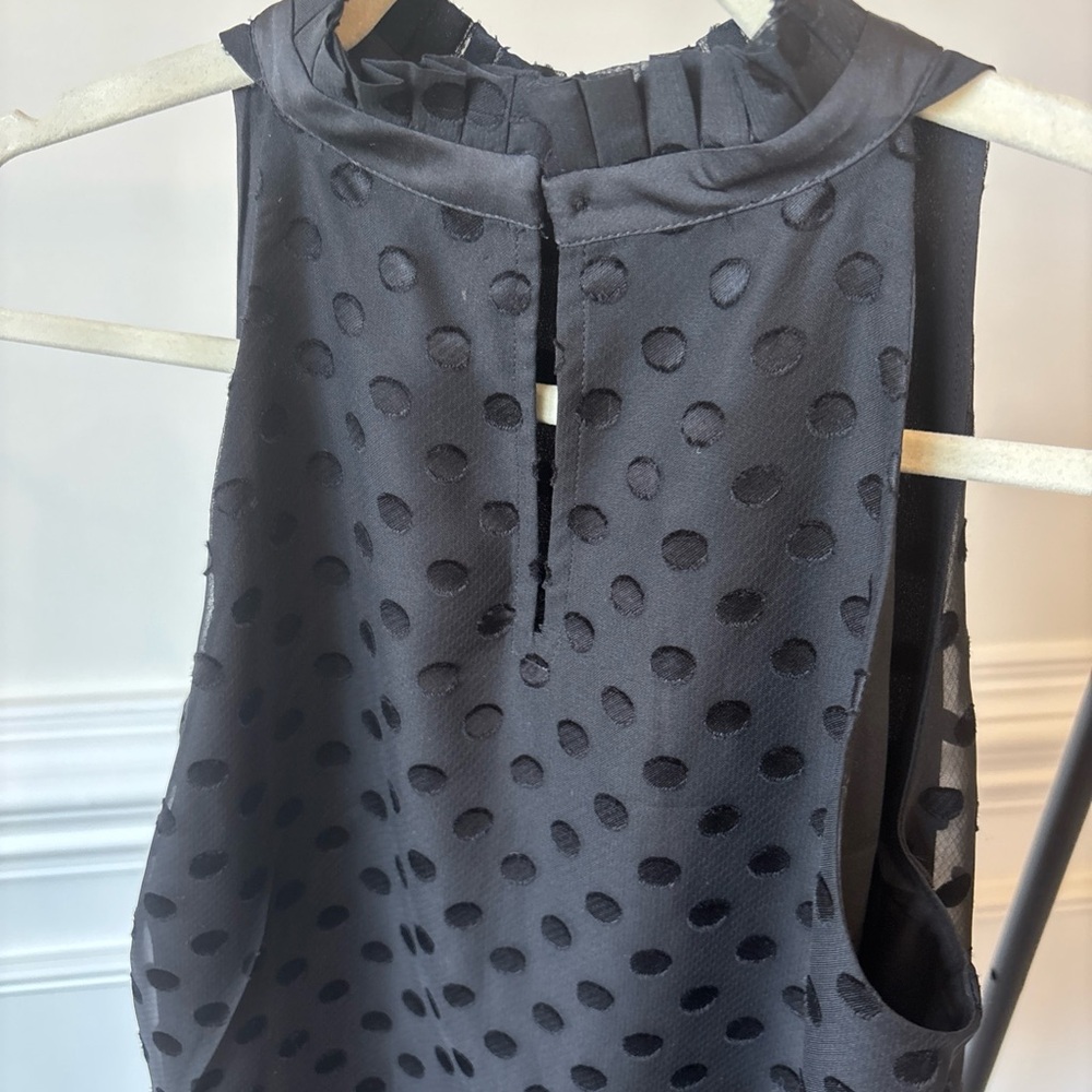 Ann Taylor Sheer Swiss Dot Ruffled Halter-Neck Top - Picture 6 of 16